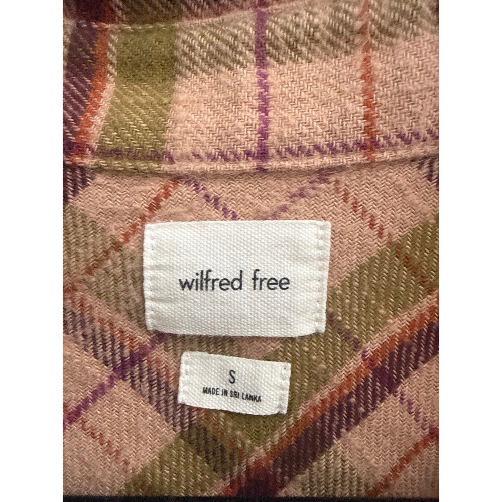 Wilfred Free Aritzia Plaid Flannel Shirt Oversized Shacket Pink Green Small - Picture 2 of 3